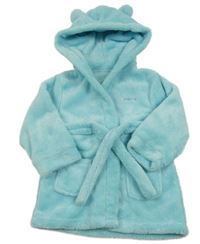 Pomněnkový chlupatý župan s kapucí s oušky 