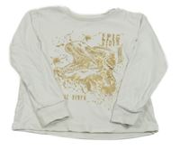 Bílé pyžamové triko se zlatým dinosaurem George