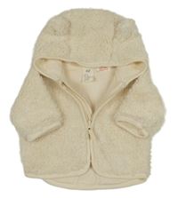Smetanová huňatá podšitá bunda s kapucí s oušky H&M