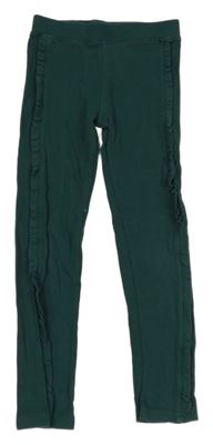 Smaragdové žebrované legíny s volánky Nutmeg