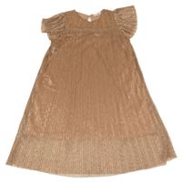 Světlehnědo-zlaté plisované šaty s volánky name it.
