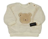 Nové - smotanová chlpatá mikina s medvedíkom St. Bernard