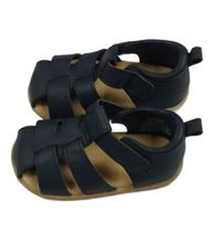 Tmavomodro-béžové koženkové sandály H&M vel. 24 