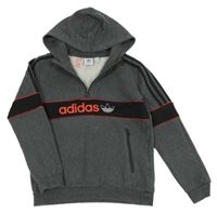 Tmavošedo-černá melírovaná mikina s kapucí Adidas