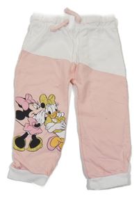 Svetloružová -biele tepláky s Minnie a Daisy Disney