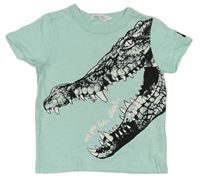Světlemodré tričko s krokodýlem H&M