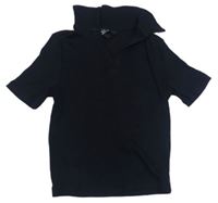 Černé žebrované crop polo tričko New Look