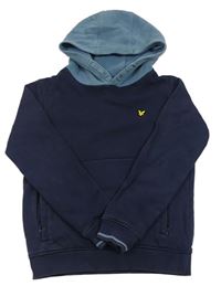 Tmavomodro-modrošedá mikina s nášivkou a kapucňou Lyle&Scott