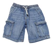 Modré jogger cargo riflové kraťasy H&M