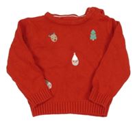 Červený sveter s výšivkami Nutmeg