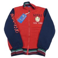 Nové - Červeno-tmavomodrá prepínaci mikina s nášivkou