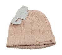 Nové - Růžová pletená čepice s mašlí Dunnes