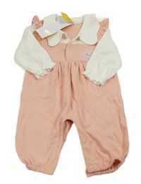 Nové - Ružovo-biely overal s mrakem a golierikom