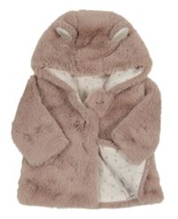 Staroružová kožušinová podšitá bunda s kapucňou s uškami Next