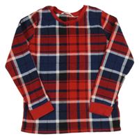 Červeno-tmavomodro-bílá kostkovaná fleecová pyžamová mikina M&S