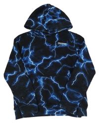 Černá vzorovaná mikina s nápisem a kapucí Abercrombie&Fitch