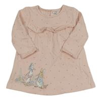 Růžové květované teplákové šaty s Peter Rabbit