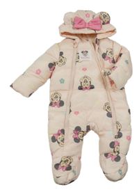 Světlerůžová šusťáková zimní kombinéza s Minnie a kapucí Primark