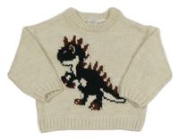 Světlebéžový svetr s dinosaurem Zara