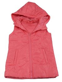 Lososová prošívaná šusťáková zateplená vesta s kapucí Little Kids