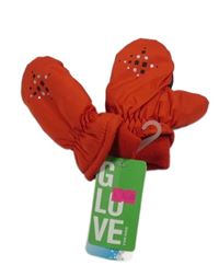 Nové - Červené šusťákové zimní palcové rukavice se vzorem