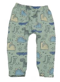 Zelenošedé ľahké tepláky s dinosaurami Topomini