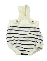 Bílo-černé pruhované pletené kraťasy s kšandami