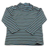 Tmavomodro-modro-oranžové pruhované triko se stojáčkem Lupilu