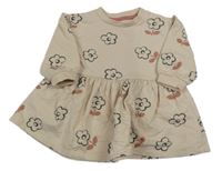 Béžové kvetované teplákové šaty Mothercare