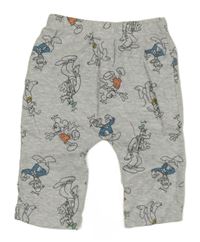 Sivé melírované ľahké tepláky s Mickeym a přáteli