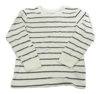 Smetanovo-černo-šedé pruhované triko Next
