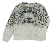 Smotanová chlpatá mikina s levhartem C&A