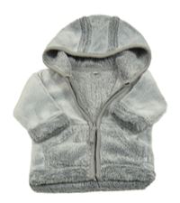 Šedá chlupatá propínací mikina s kapucí Zeeman
