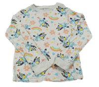 Sivé melírované rebrované tričko s Bluey a duhami Nutmeg