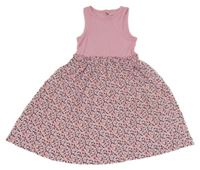 Ružové bavlnené šaty s puntíkatou sukní Yigga