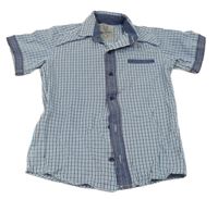 Bílo-modro-černá kostkovaná košile