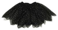 Kockovaným - Čierna bodkovaná á tylová sukňa s ocasem Tu