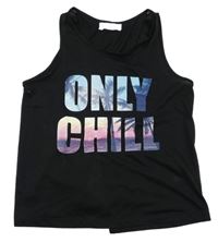 Černý top s nápisem s palmami H&M