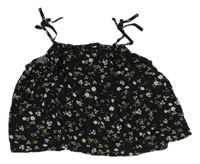 Černý květovaný crop top H&M