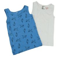 2x nátělník - modrý s dinosaury + bílý