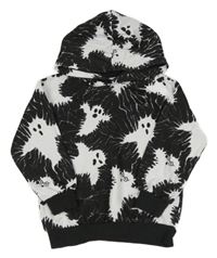 Černo-bílá mikina s duchy a kapucí H&M