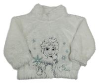 Biela chlpatá mikina s Elsou Disney