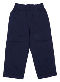 Tmavomodré plátenné jogger nohavice