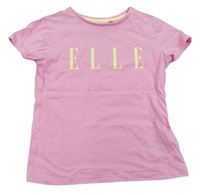 Svetloružové tričko s nápisom Elle