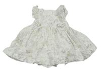 Biele kvetované madeirové šaty s všitým body zn. Mothercare