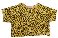 Žlto-čierne crop tričko s leopardím vzorom Matalan