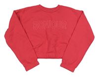 Malinová crop mikina s nápisom PRIMARK