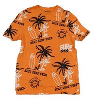 Oranžové tričko s černými palmami F&F