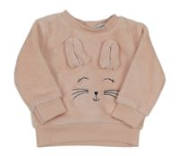 Svetloružová plyšová mikina s králikom Primark