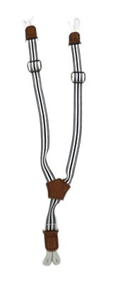 Bílo-tmavomodré pruhované kšandy 